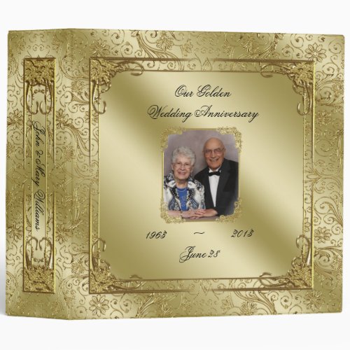 Elegant 50th Wedding Anniversary Photo 2 Binder