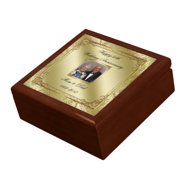 Elegant 50th Wedding Anniversary Photo Gift Box (Side)