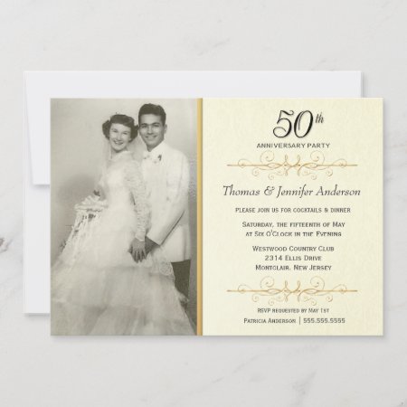 Elegant 50th Wedding Anniversary Photo Invitation
