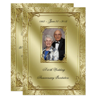 Elegant 50th Wedding Anniversary Photo Invite