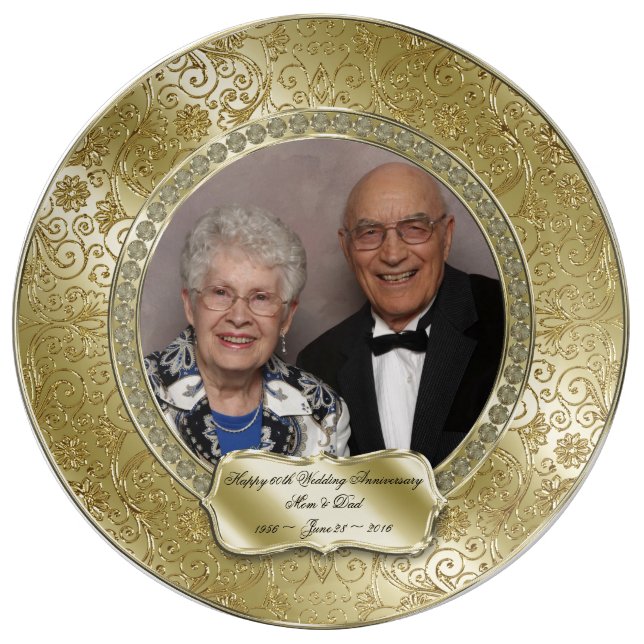 Elegant 50th Wedding Anniversary Photo Plate (Front)