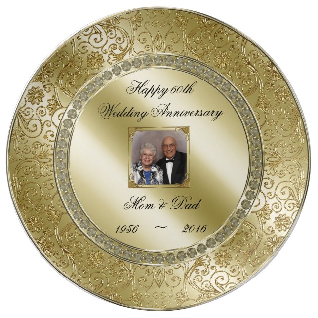 Elegant 50th Wedding Anniversary Photo Plate (Front)