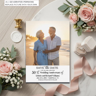 Elegant 50th Wedding Anniversary Photo Save The Date