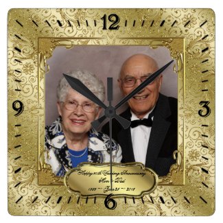 Elegant 50th Wedding Anniversary Photo Wall Clock