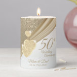 Elegant 50th Wedding Anniversary Pillar Candle<br><div class="desc">Pillar Candle. 50th Wedding Anniversary Design ready for you to personalize. Works great for other occasions or events by simple changing the text. NOT ALL TEMPLATE OPTIONS NEED CHANGED ON SOME DESIGNS. ✔NOTE: ONLY CHANGE THE TEMPLATE AREAS NEEDED! 😀 If needed, you can remove the text and start fresh adding...</div>