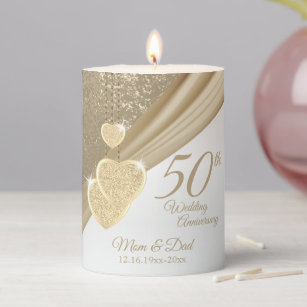 Elegant 50th Wedding Anniversary Pillar Candle