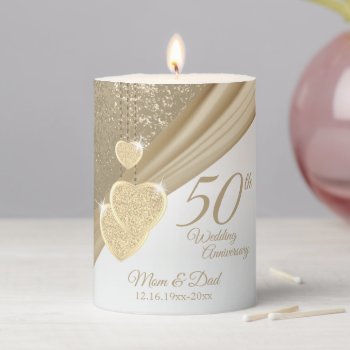 Elegant 50th Wedding Anniversary Pillar Candle by DesignsbyDonnaSiggy at Zazzle