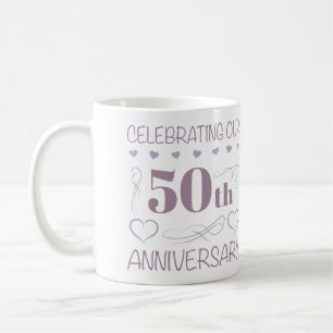 Elegant 50th Wedding Anniversary Purple Coffee Mug