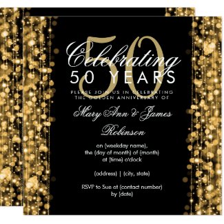 Elegant 50th Wedding Anniversary Sparkles Gold Invitation