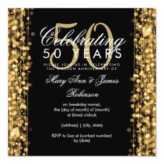 Elegant 50th Wedding Anniversary Sparkles Gold Invitation
