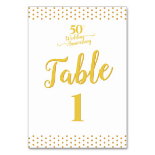 Elegant 50th Wedding Anniversary Table Number