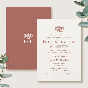 Elegant 50th Wedding Anniversary Terracotta Formal Invitation