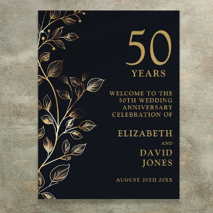 Elegant 50th Wedding Anniversary Welcome Sign