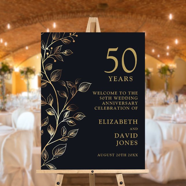 Elegant 50th Wedding Anniversary Welcome Sign (Elegant 50th Wedding Anniversary Welcome Sign)