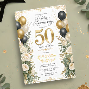 Elegant 50th Wedding Golden Anniversary Invitation