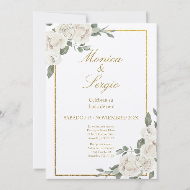 Elegant 50th Wedding Invitation in Spanish (Front)