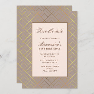 Elegant 51st birthday invitations Save the date 