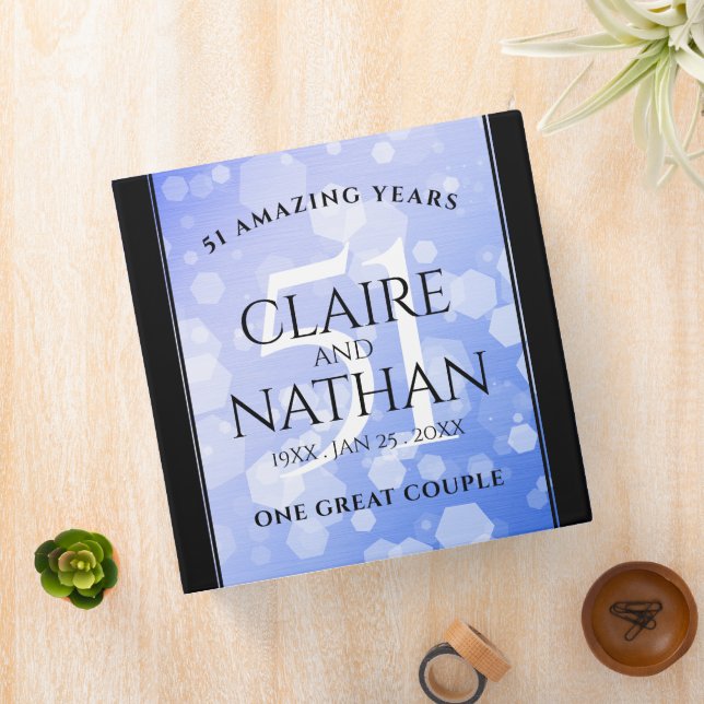 Elegant 51st Sapphire Wedding Anniversary 3 Ring Binder (In Situ)