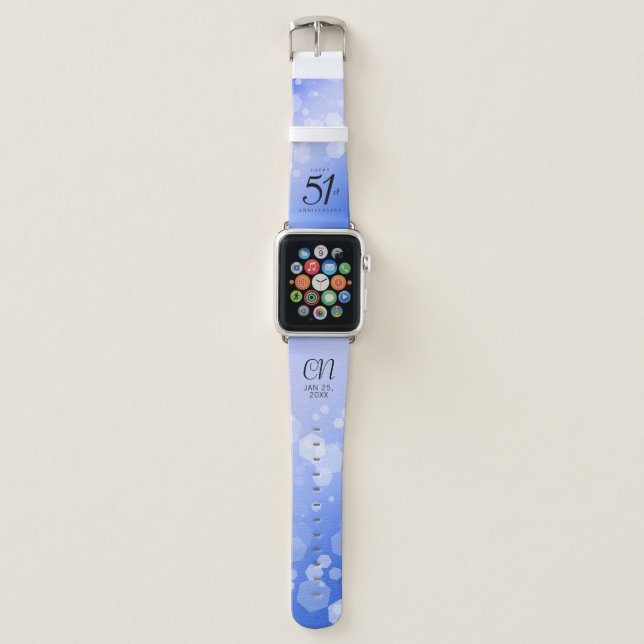 Elegant 51st Sapphire Wedding Anniversary Apple Watch Band (Front)