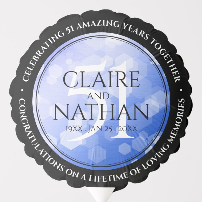 Elegant 51st Sapphire Wedding Anniversary Balloon (Front)