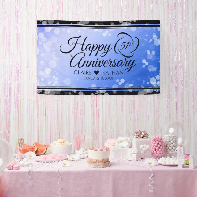 Elegant 51st Sapphire Wedding Anniversary Banner (Party)
