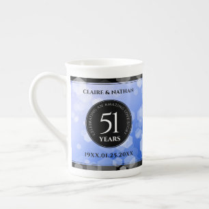 Elegant 51st Sapphire Wedding Anniversary Bone China Mug