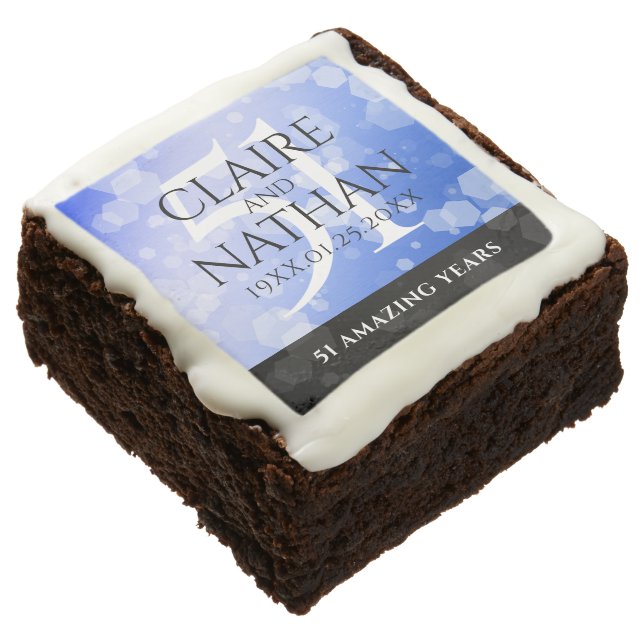 Elegant 51st Sapphire Wedding Anniversary Brownie (Angled)