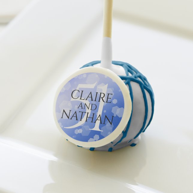 Elegant 51st Sapphire Wedding Anniversary Cake Pops (Front Insitu)