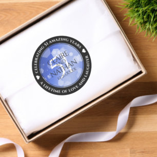 Elegant 51st Sapphire Wedding Anniversary Classic Round Sticker