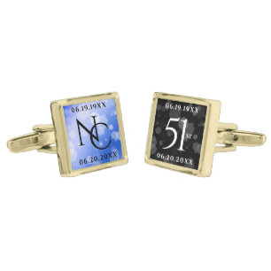 Elegant 51st Sapphire Wedding Anniversary Cufflinks