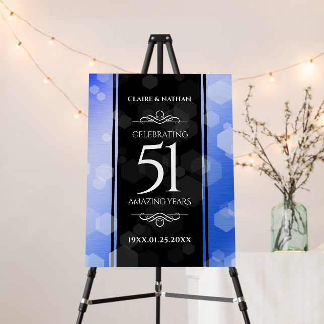 Elegant 51st Sapphire Wedding Anniversary Foam Board (In Situ (Stand))