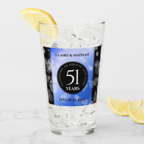 Elegant 51st Sapphire Wedding Anniversary Glass