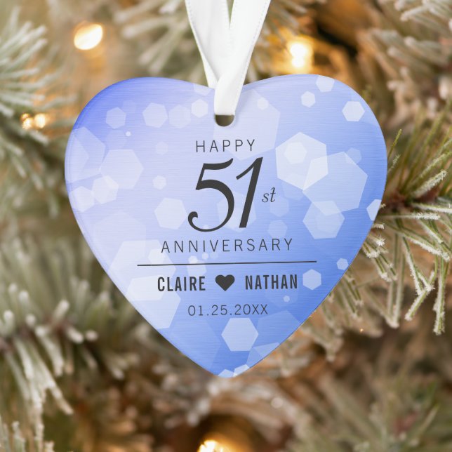 Elegant 51st Sapphire Wedding Anniversary Ornament (Tree)
