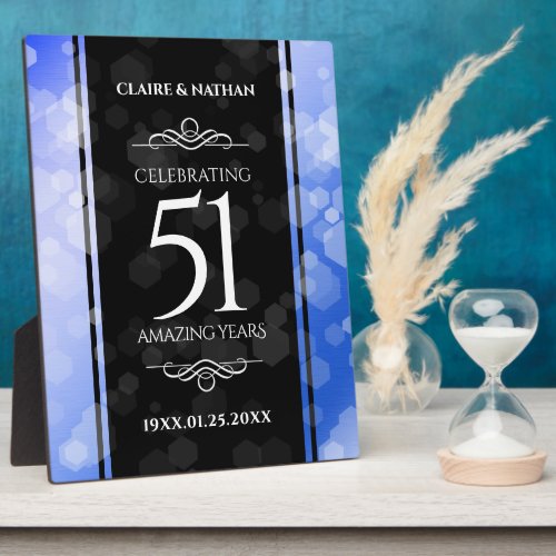 Elegant 51st Sapphire Wedding Anniversary Plaque