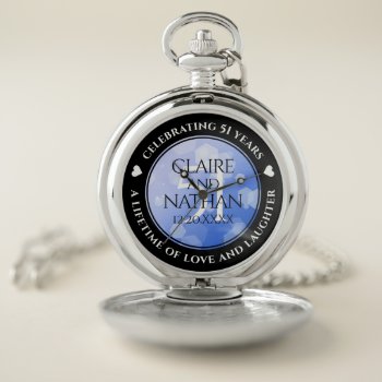 Elegant 51st Sapphire Wedding Anniversary Pocket Watch by expressionsoccasions at Zazzle