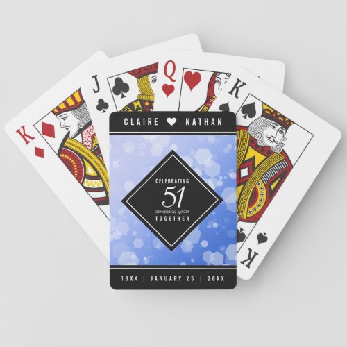 Elegant 51st Sapphire Wedding Anniversary Poker Cards