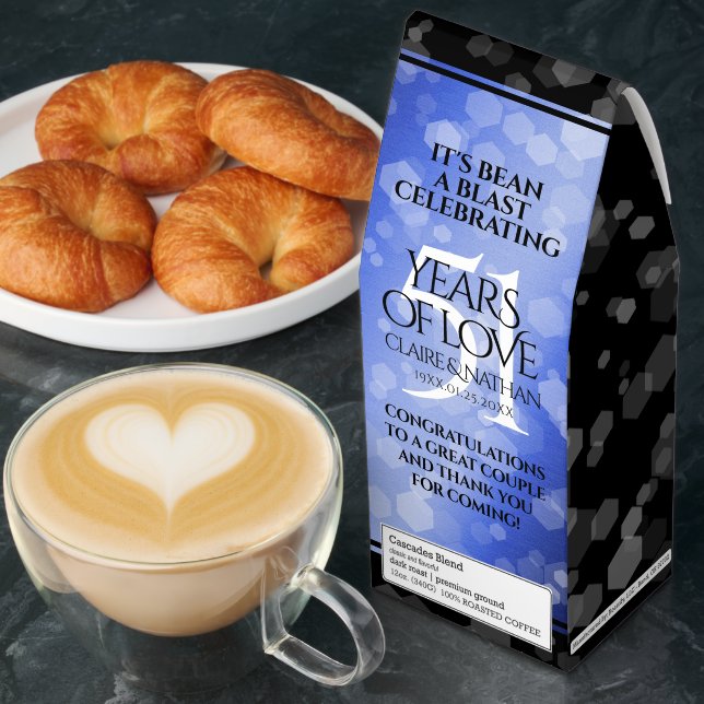 Elegant 51st Sapphire Wedding Anniversary Roasted Coffee (Breakfast)