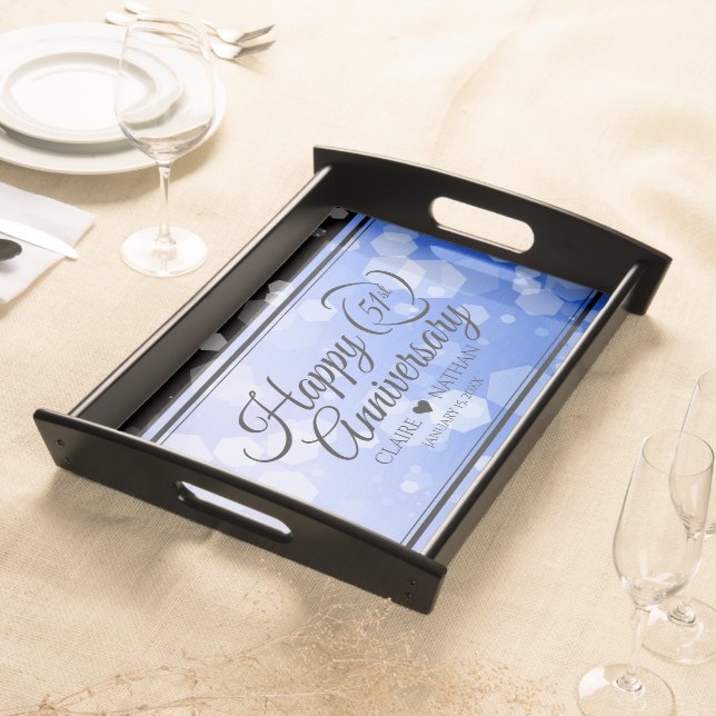 Elegant 51st Sapphire Wedding Anniversary Serving Tray (Front)