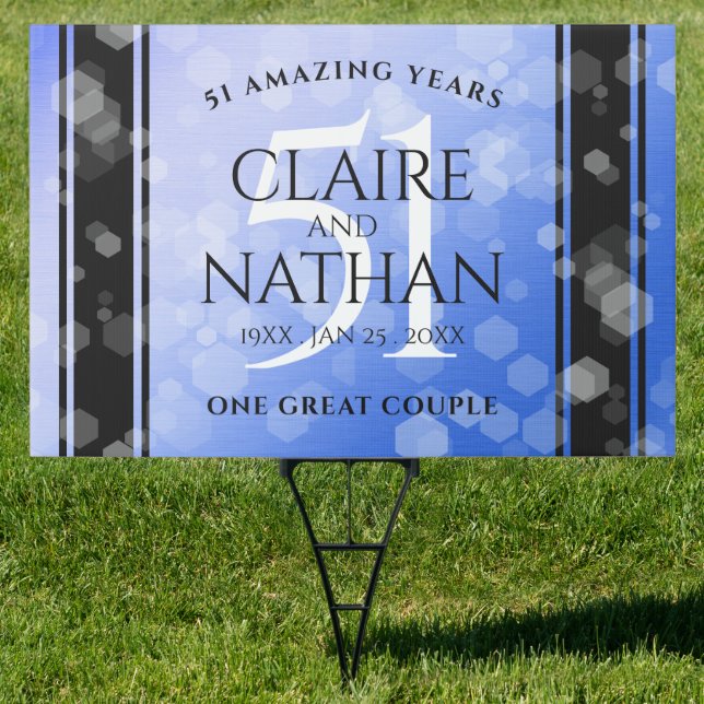 Elegant 51st Sapphire Wedding Anniversary Sign (Insitu)