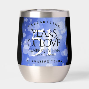 Elegant 51st Sapphire Wedding Anniversary Thermal Wine Tumbler