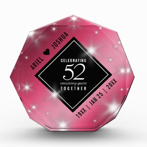 Elegant 52nd Star Ruby Wedding Anniversary Acrylic Award