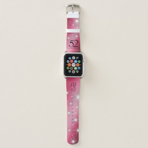 Elegant 52nd Star Ruby Wedding Anniversary Apple Watch Band