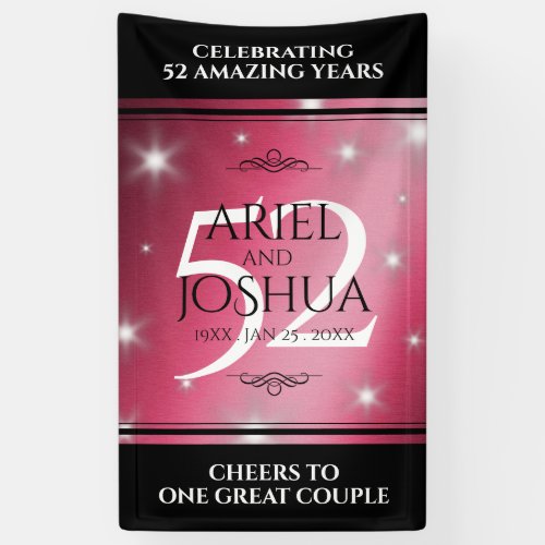 Elegant 52nd Star Ruby Wedding Anniversary Banner