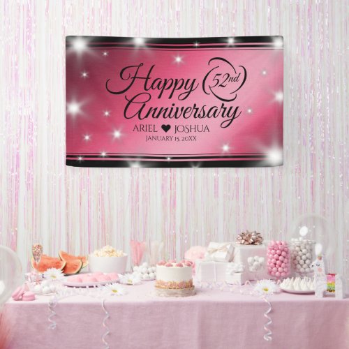 Elegant 52nd Star Ruby Wedding Anniversary Banner