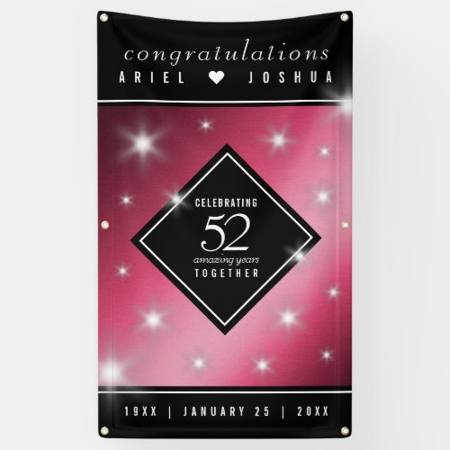 Elegant 52nd Star Ruby Wedding Anniversary Banner