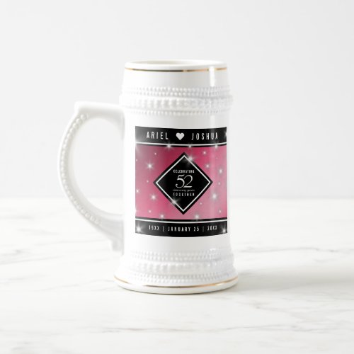 Elegant 52nd Star Ruby Wedding Anniversary Beer Stein