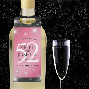 Elegant 52nd Star Ruby Wedding Anniversary Bottle Hanger Tag