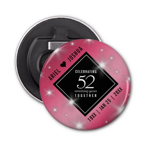 Elegant 52nd Star Ruby Wedding Anniversary Bottle Opener