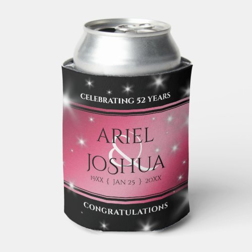 Elegant 52nd Star Ruby Wedding Anniversary Can Cooler