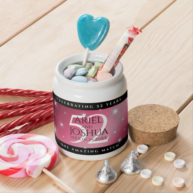 Elegant 52nd Star Ruby Wedding Anniversary Candy Jar (In Situ)